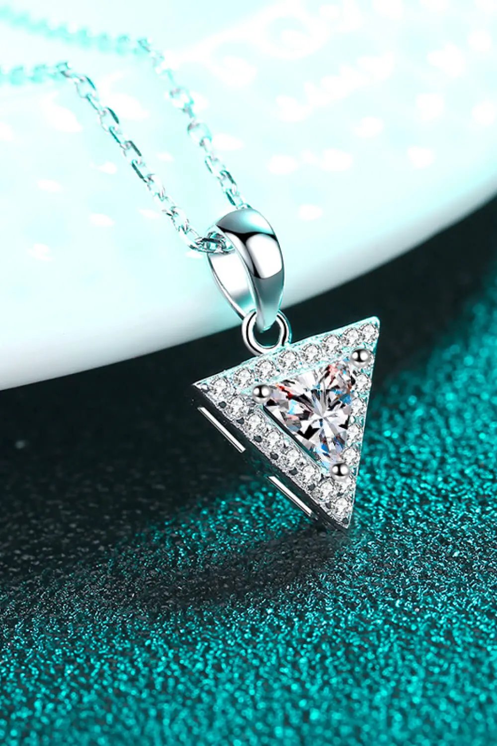 925 sterling silver triangle moissanite pendant necklace by Partner Label