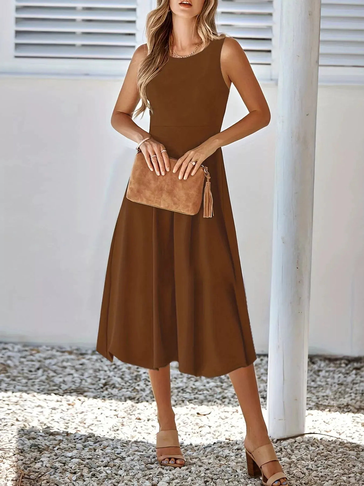 Sleeveless A-Line Midi Dress by Partner Label