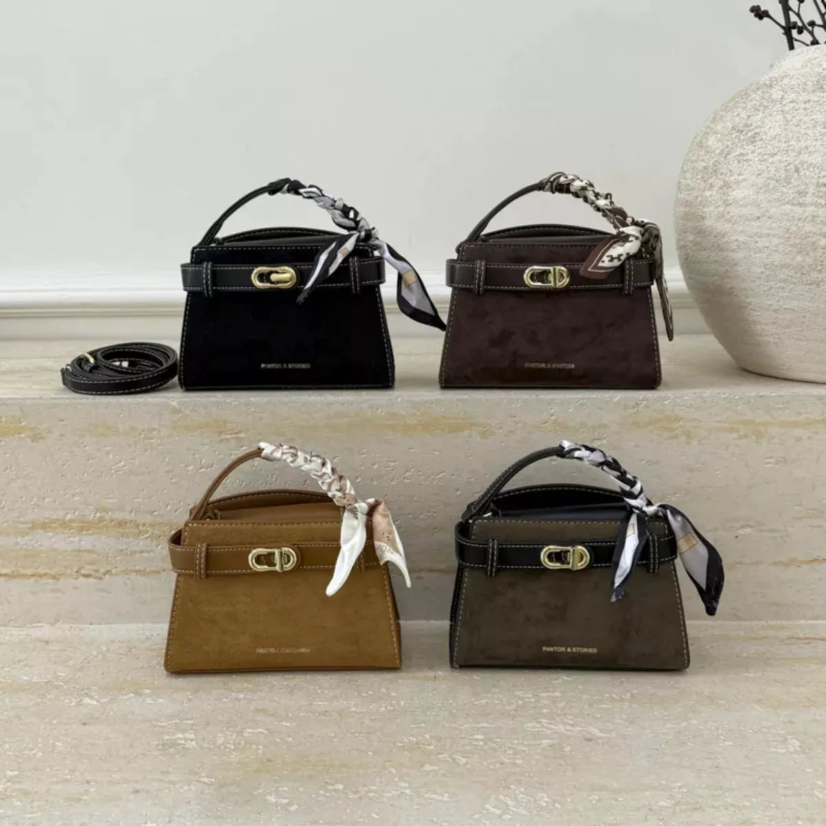 Suede Mini Crossbody Bag with Leather Strap by Partner Label
