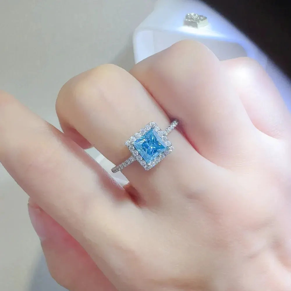 2 Carat Moissanite 925 Sterling Silver Square Shape Ring by Partner Label