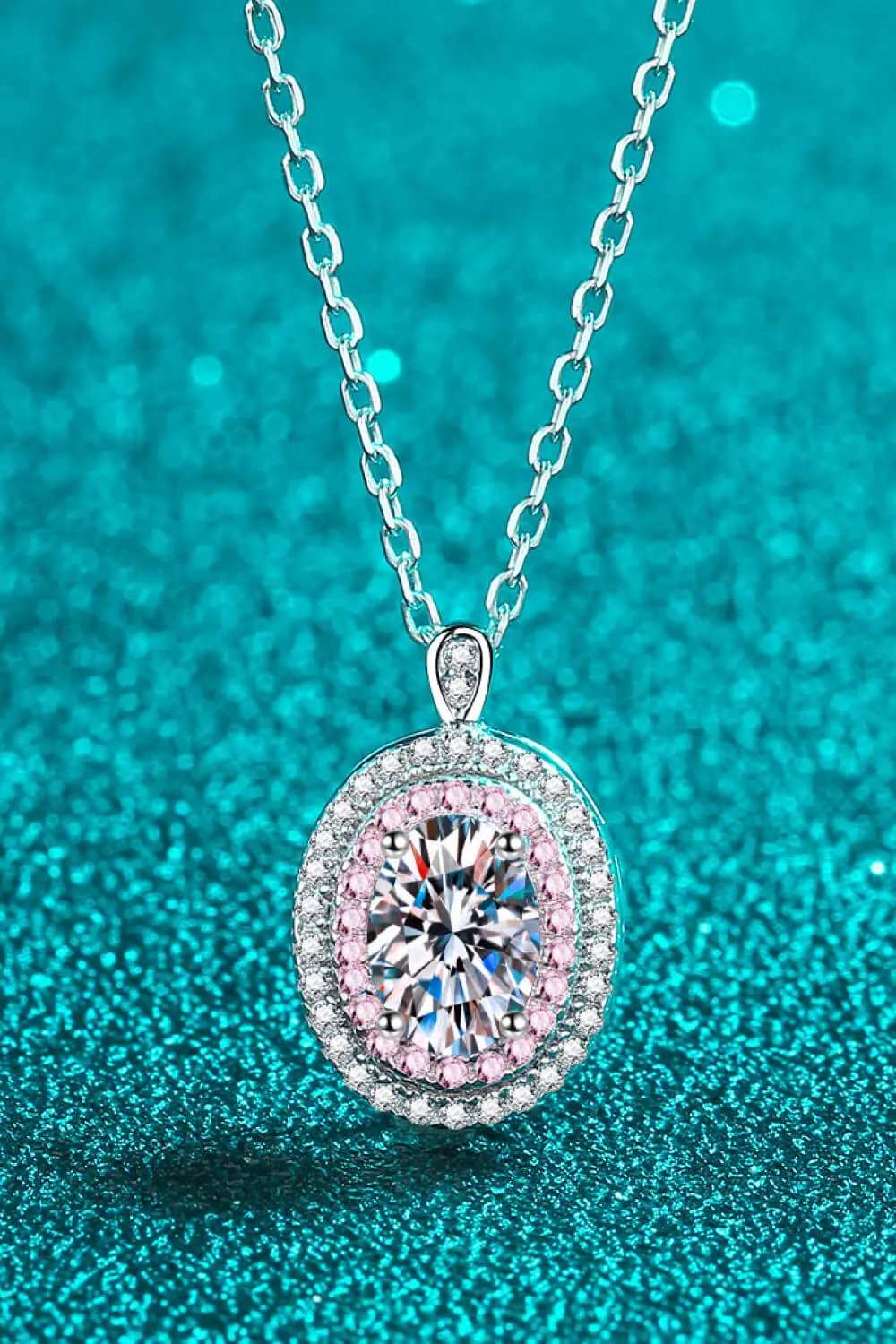 Adored 925 Sterling Silver Rhodium-Plated 1 Carat Moissanite Pendant Necklace by Partner Labels