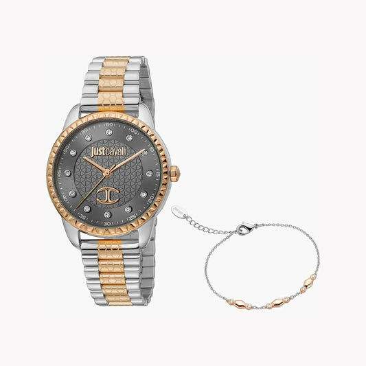 Just Cavalli Women's Silver & Rose Gold Watch, Gray Dial | Jc1l176m0095 by JUST CAVALLI