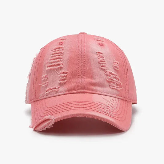 Distressed Adjustable Cotton Baseball Cap by Partner Label