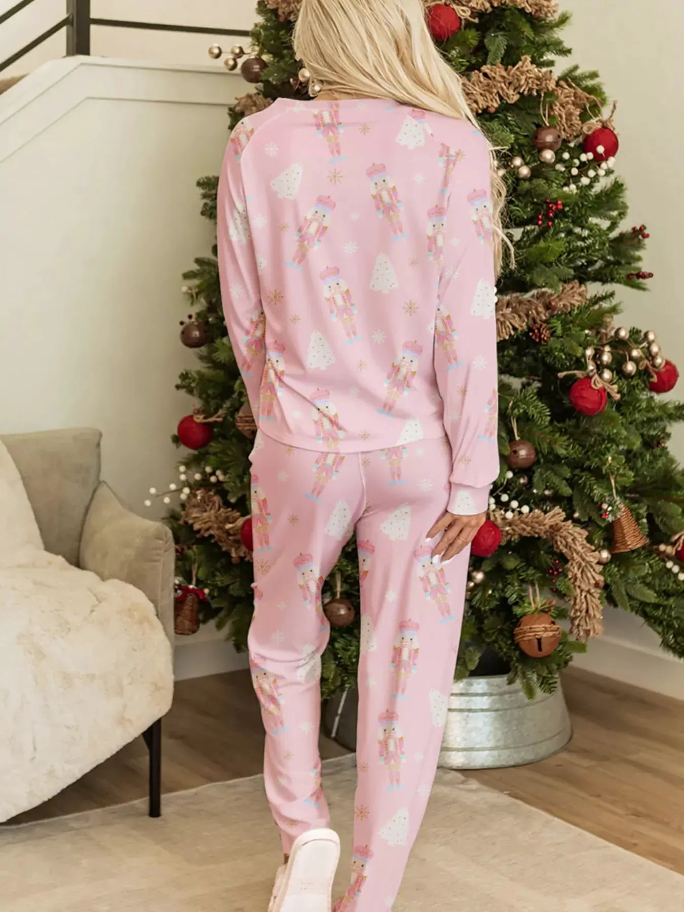 Christmas Tree Nutcracker Print Top and Pants 2pcs Lounge Set by Partner Label