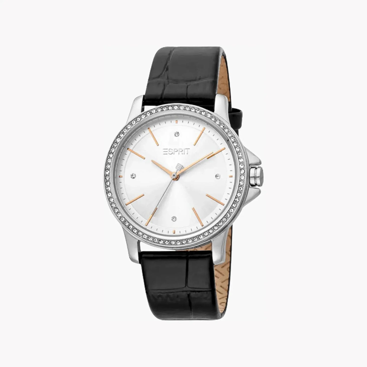 Esprit Women's Black Leather Watch, Silver Dial | Es106041003 by ESPRIT