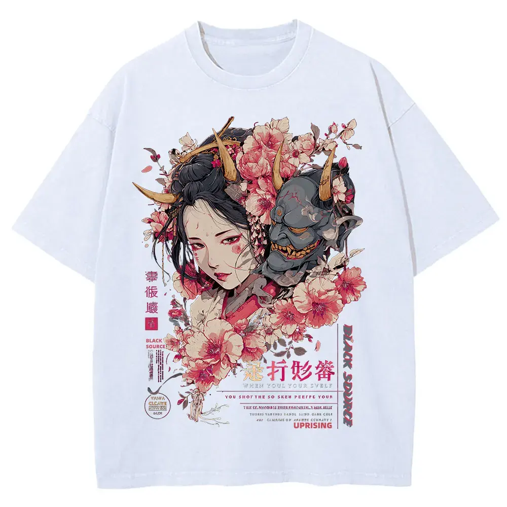 Anime Dragon Floral Graphic T Shirt Unisex Cotton Tee by Vimost Shop
