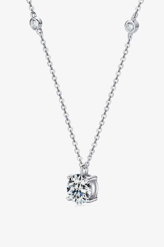 2 Carat Moissanite 4-Prong 925 Sterling Silver Necklace by Partner Labels