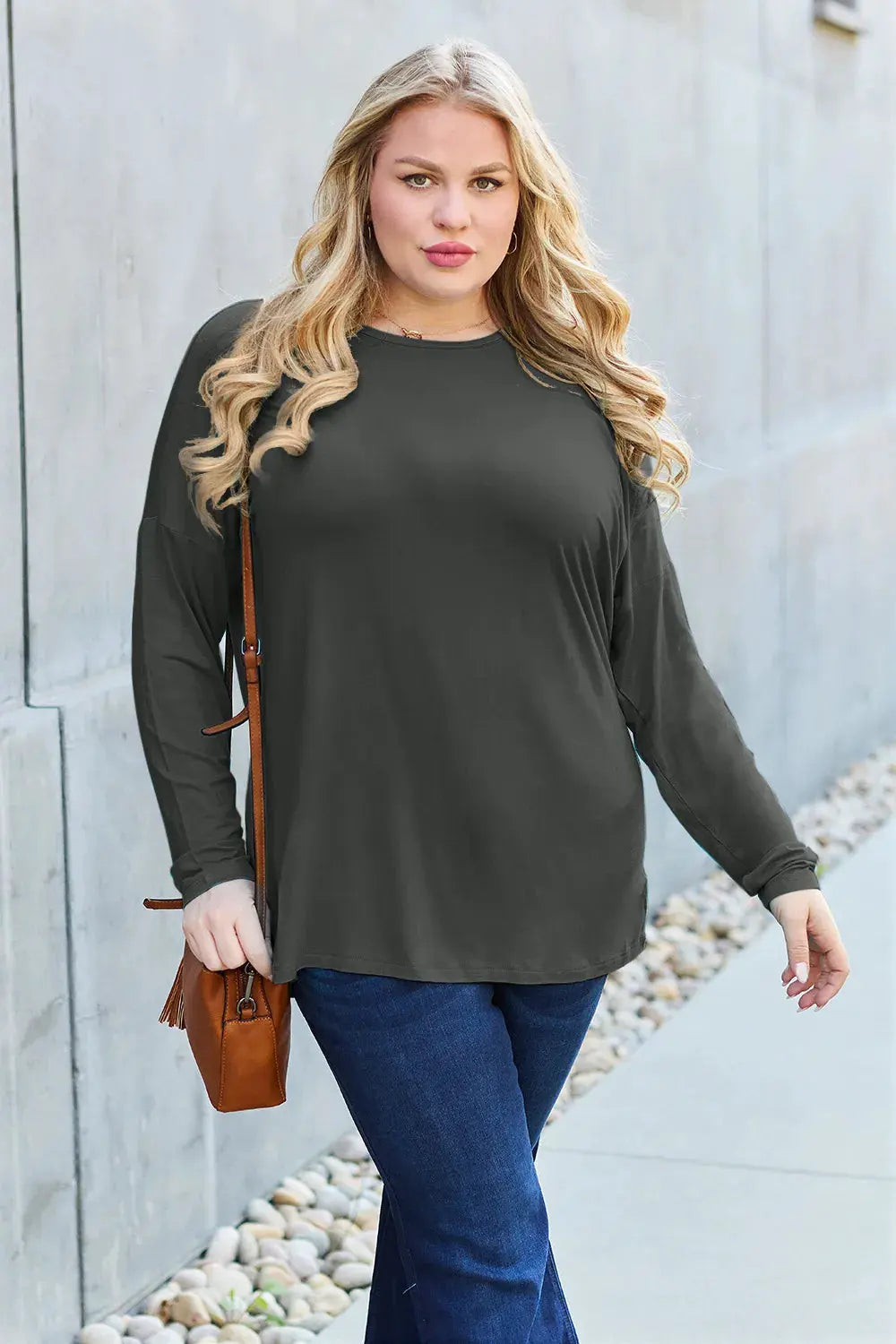 Basic Bae Full Size Round Neck Dropped Shoulder T-Shirt by Basic Bae