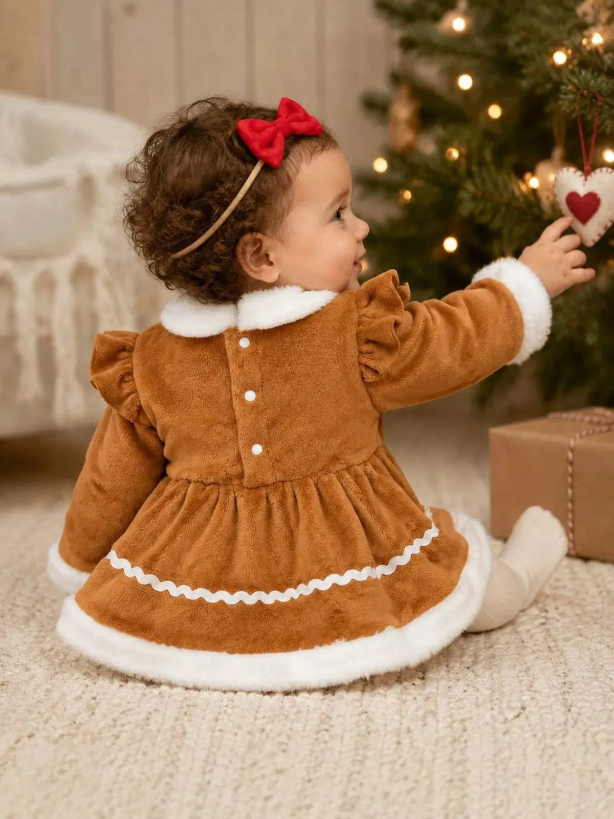 Children's Christmas Bodysuit Dress and Headband Set by Trendsi