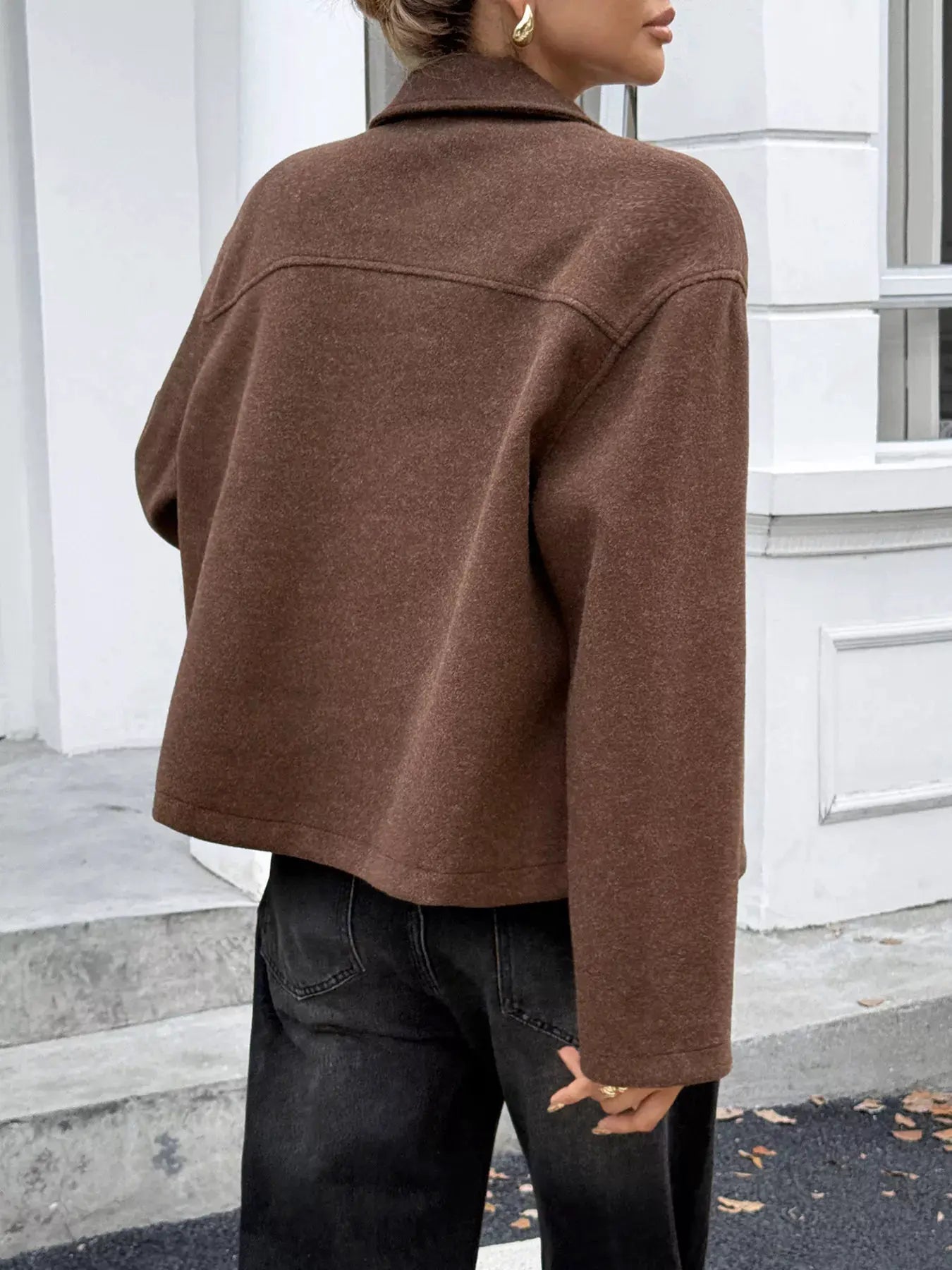 Zip-Up Dropped Shoulder Jacket by Partner Label