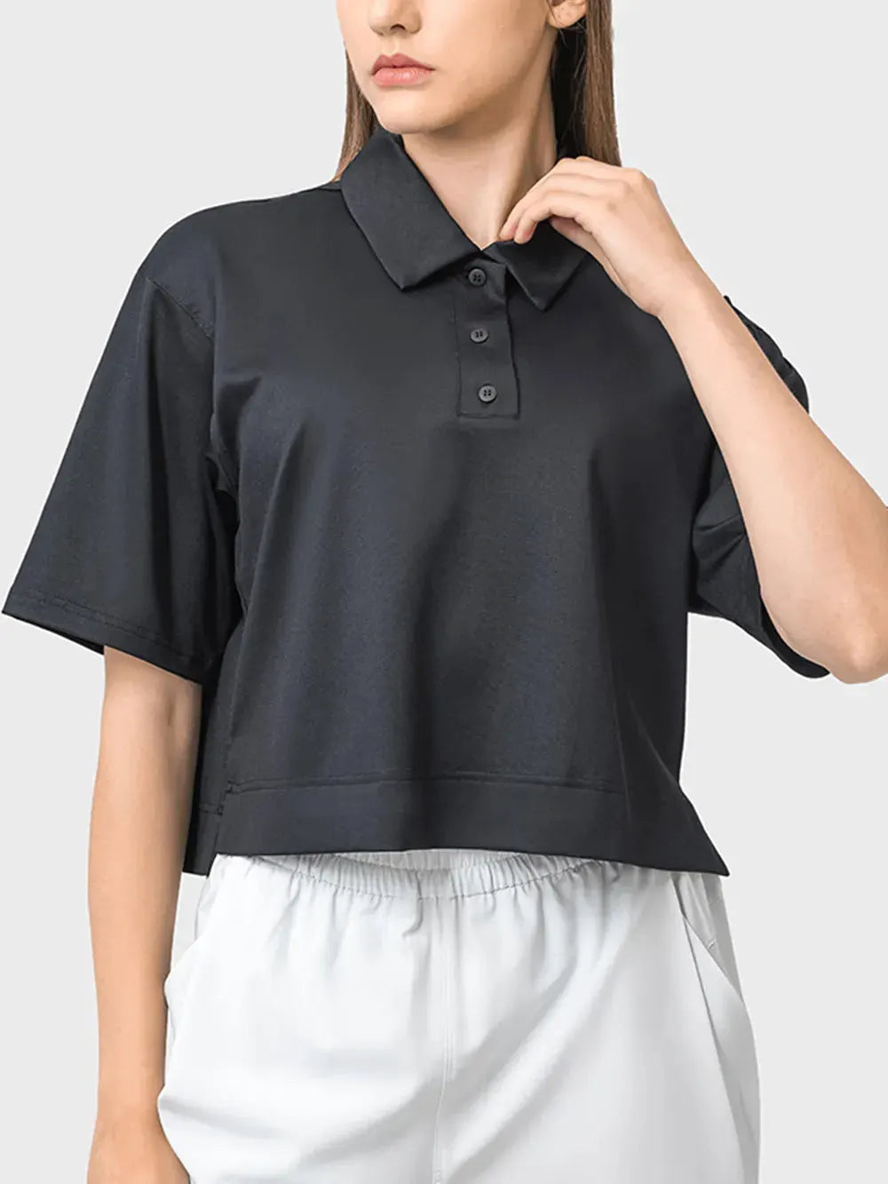 Millennia Half Button Short Sleeve Active T-Shirt by Millennia