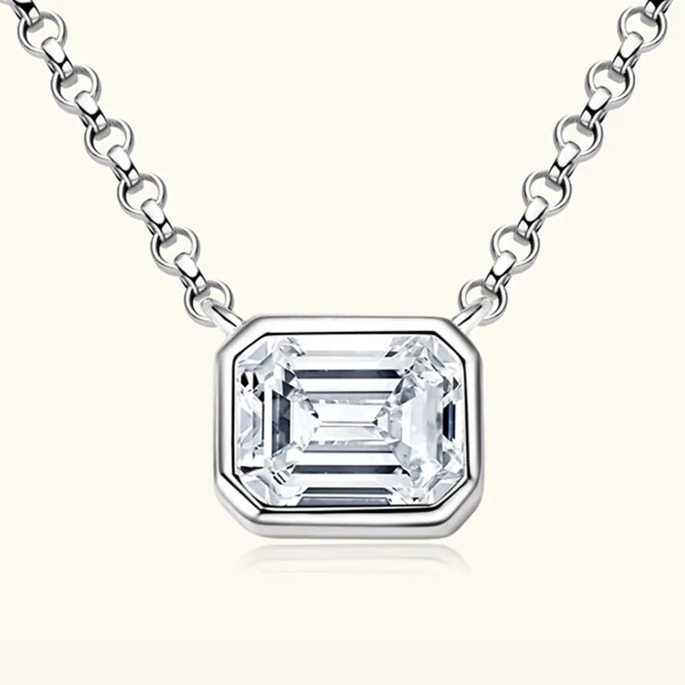 1 Carat Moissanite 925 Sterling Silver Pendant Necklace by Partner Labels