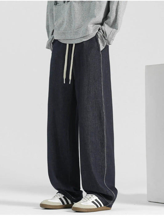 Men's Plus Size Wide Leg Drawstring Jeans by Partner Label