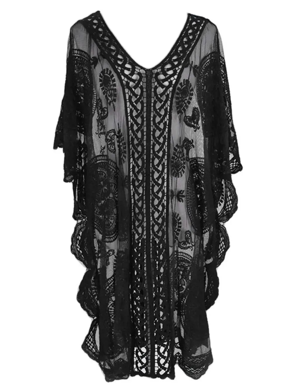 Lace V-Neck Half Sleeve Cover-Up by Partner Labels