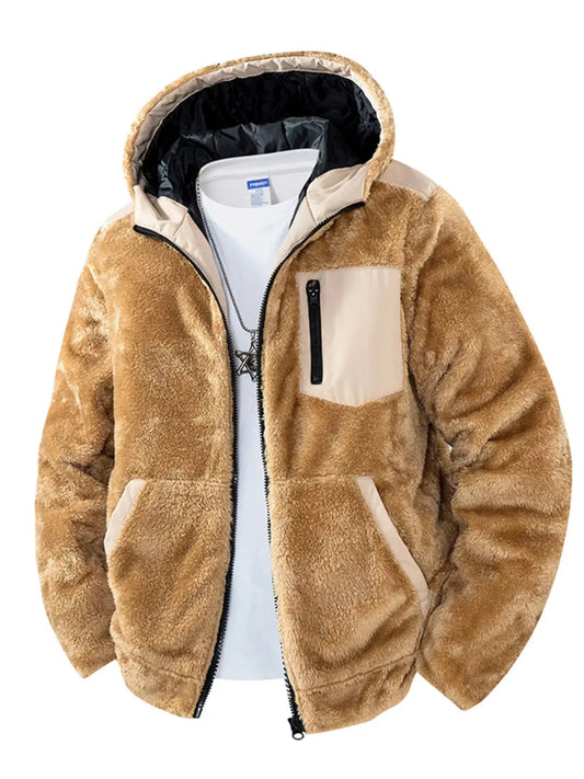 Men's Zip Up Fleece Hooded Jacket by Partner Label