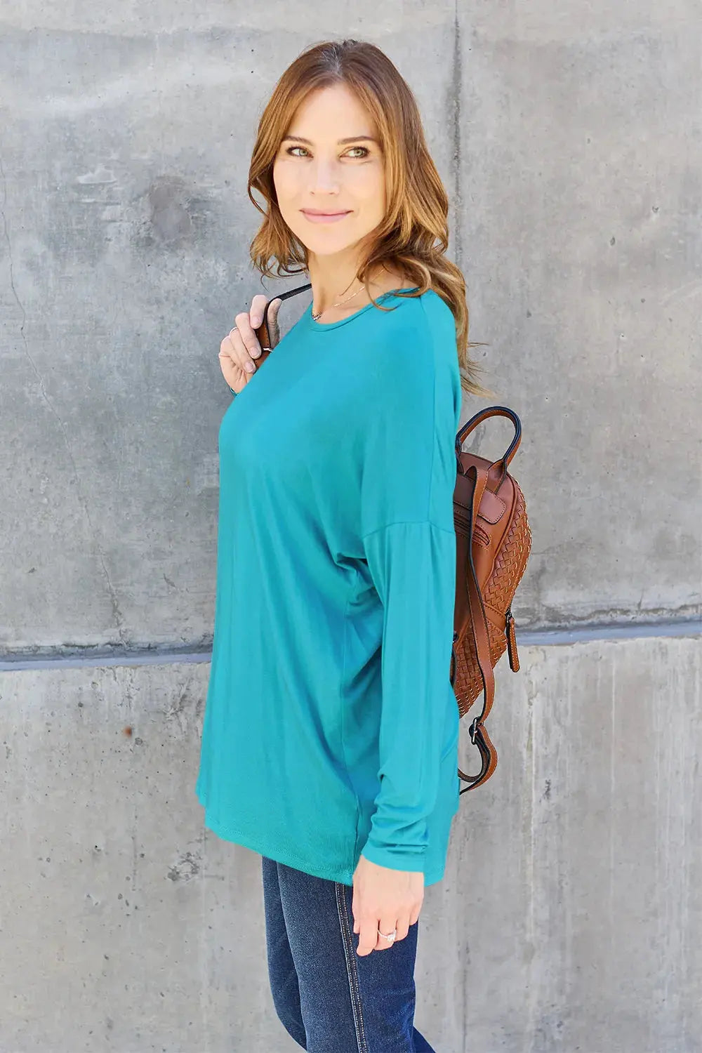 Basic Bae Full Size Round Neck Dropped Shoulder T-Shirt by Basic Bae