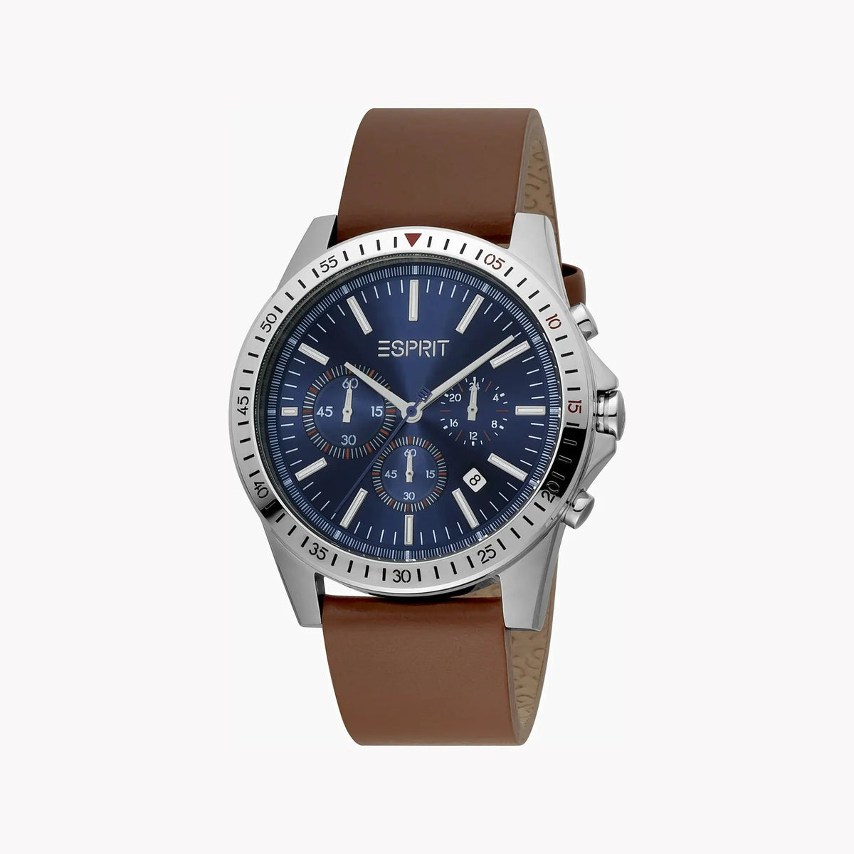 Esprit Men's Brown Leather Watch, Blue Dial | Es1g157m0025 by ESPRIT