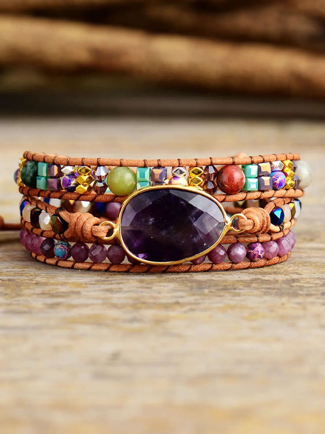 Triple-Layer Amethyst Bracelet by Partner Label