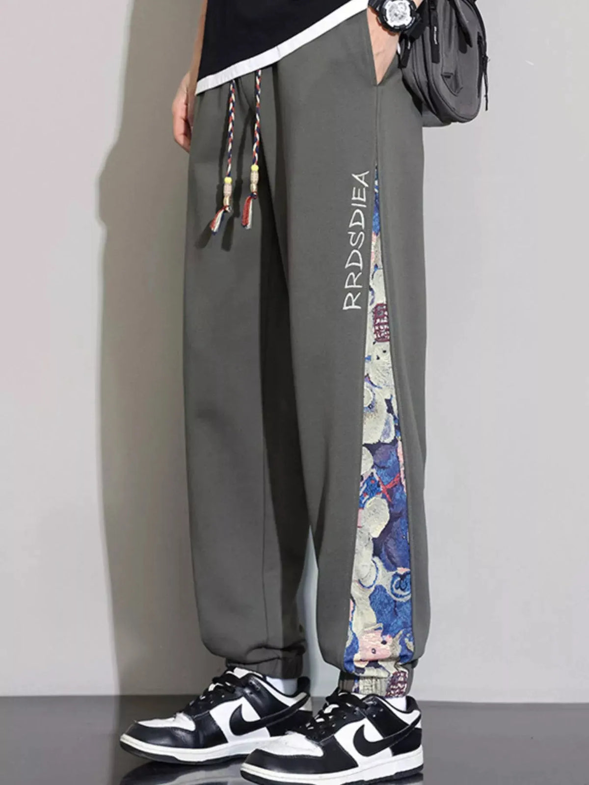 Men's Plus Size Casual Bear Print Side Panel Sweatpants by Partner Label