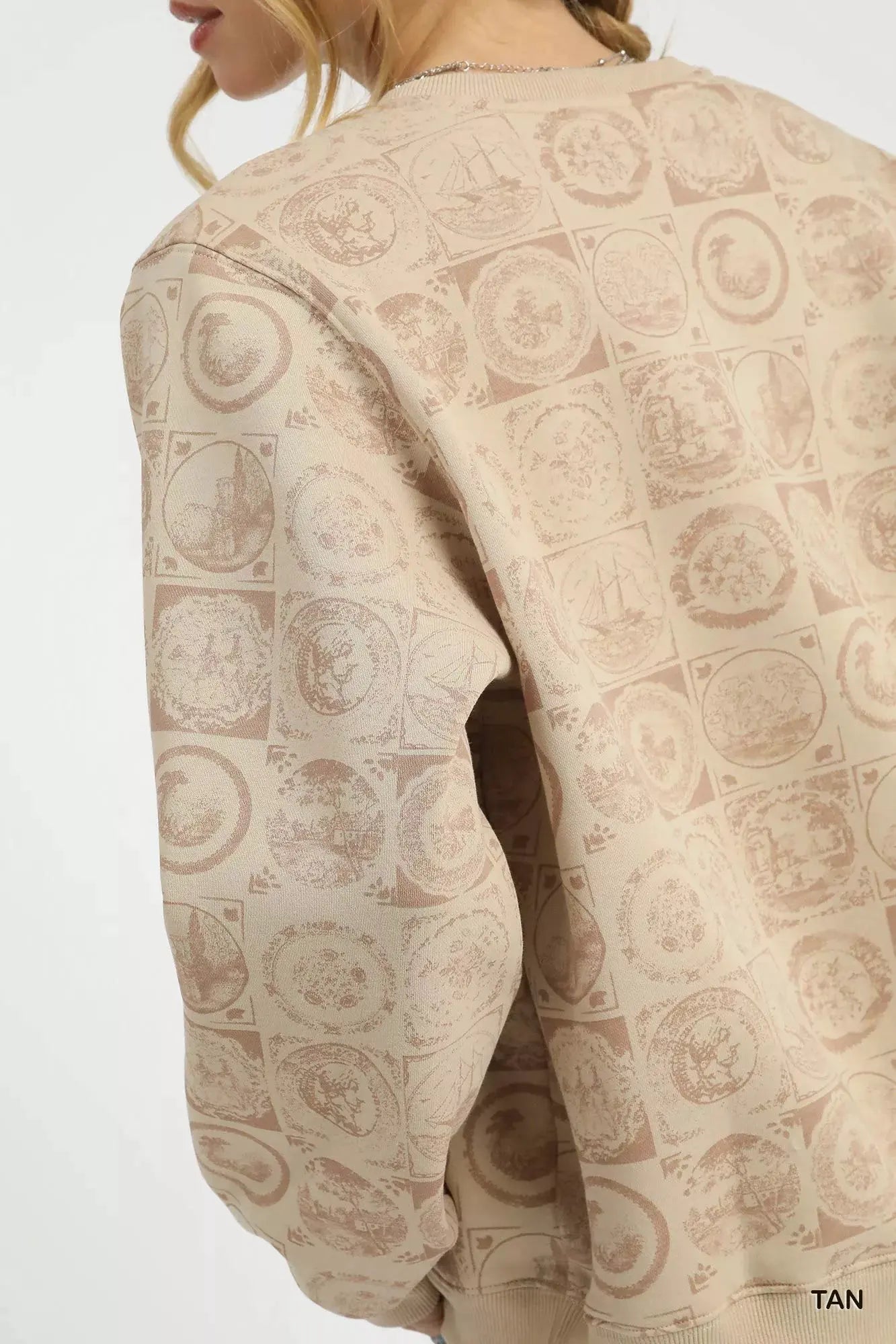 Umgee Coin Stamp Print Sweatshirt by Umgee