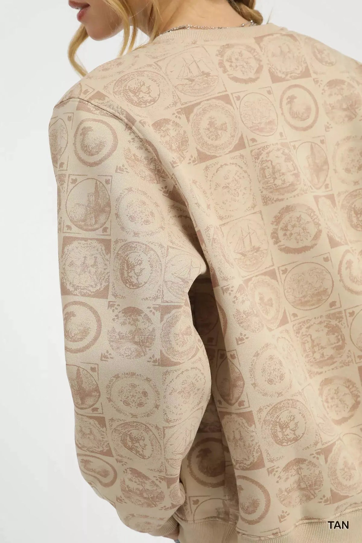 Umgee Coin Stamp Print Sweatshirt by Umgee