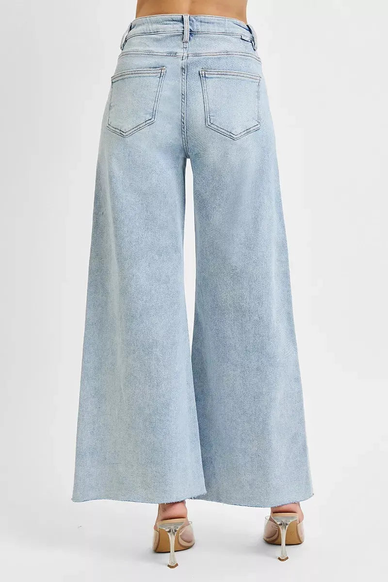 RISEN Full Size High Rise Ankle Wide Palazzo Jeans Plus Size by RISEN