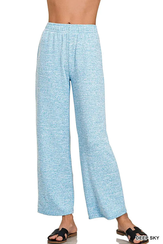 Zenana Soft Melange Hacci Elastic Waistband Lounge Pants by Zenana