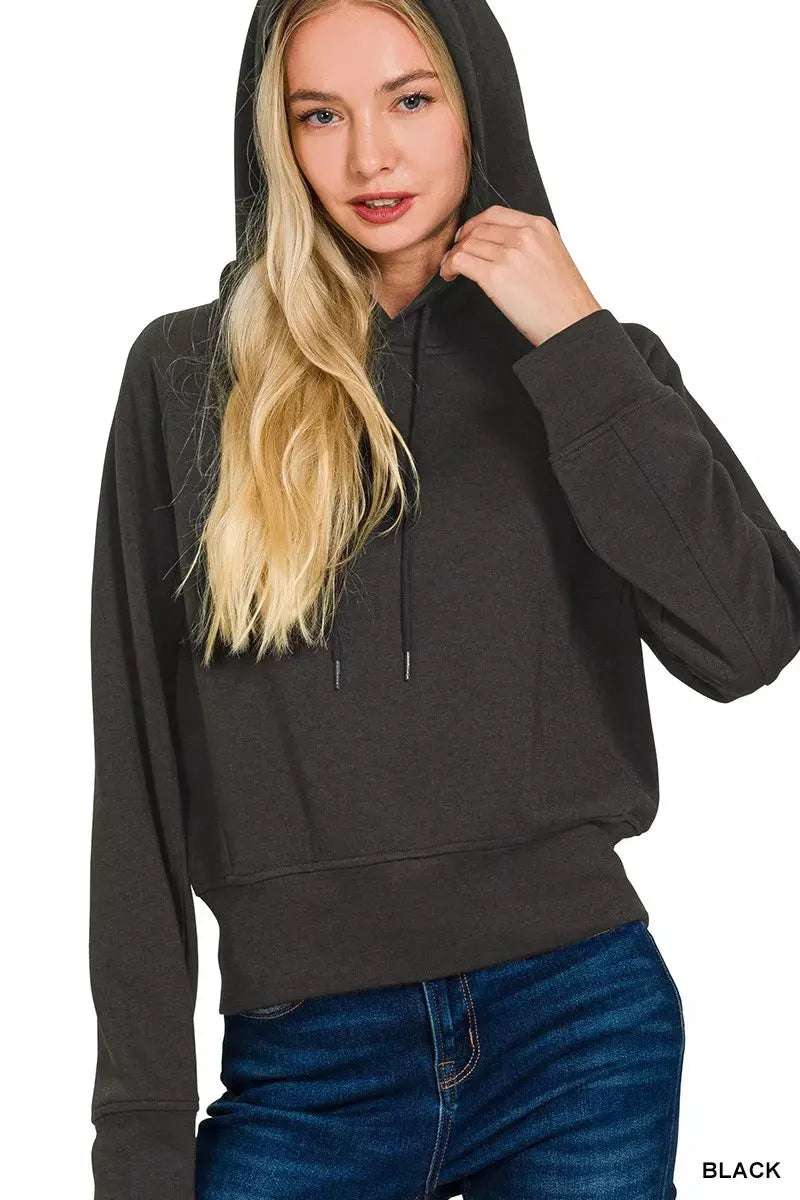 Zenana Drawstring Scuba Hoodie by Zenana