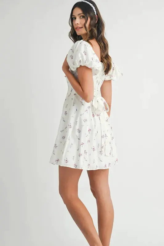 MABLE Floral Print Puff Sleeve Mini Dress by MABLE