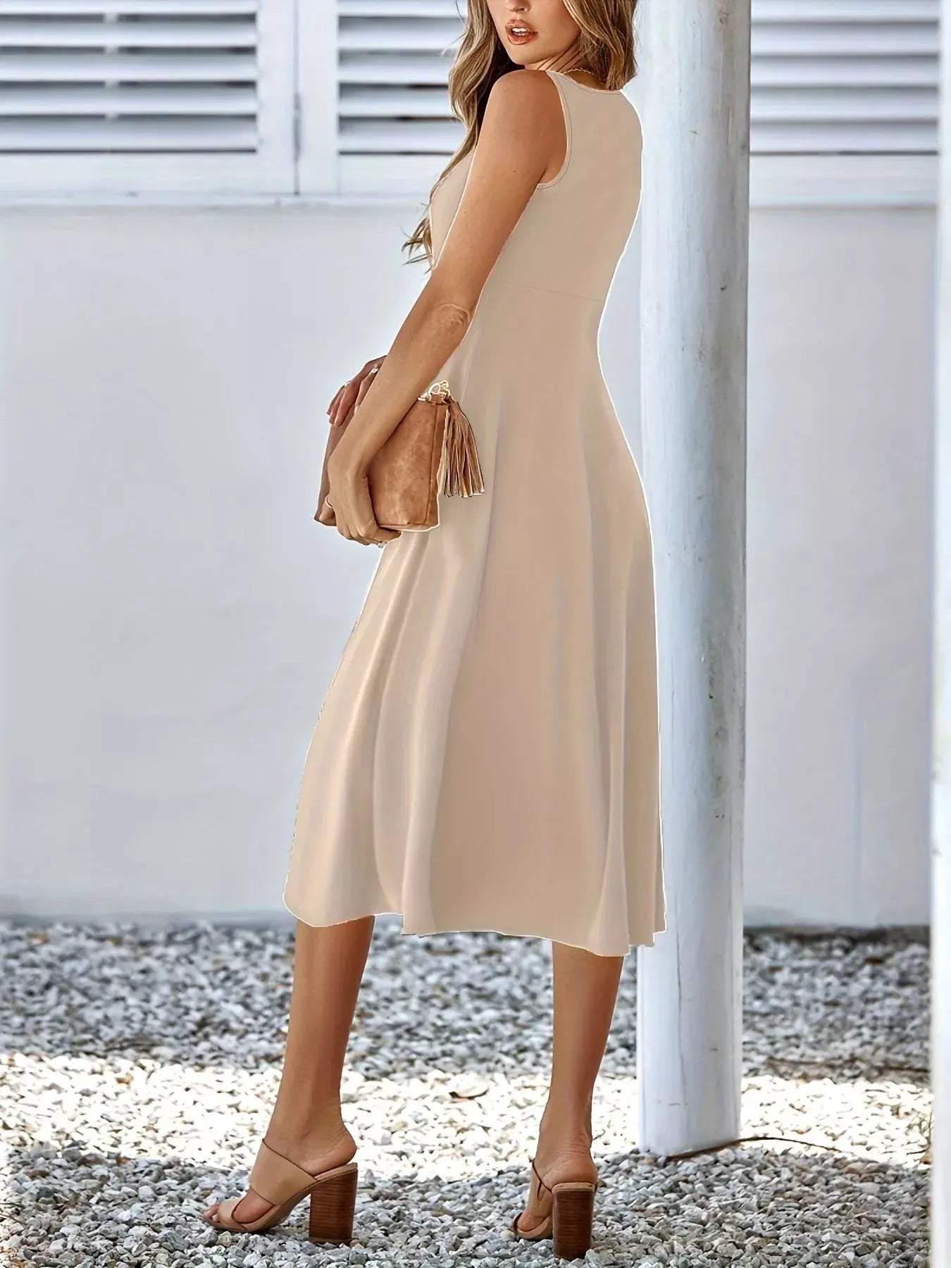 Sleeveless A-Line Midi Dress by Partner Label