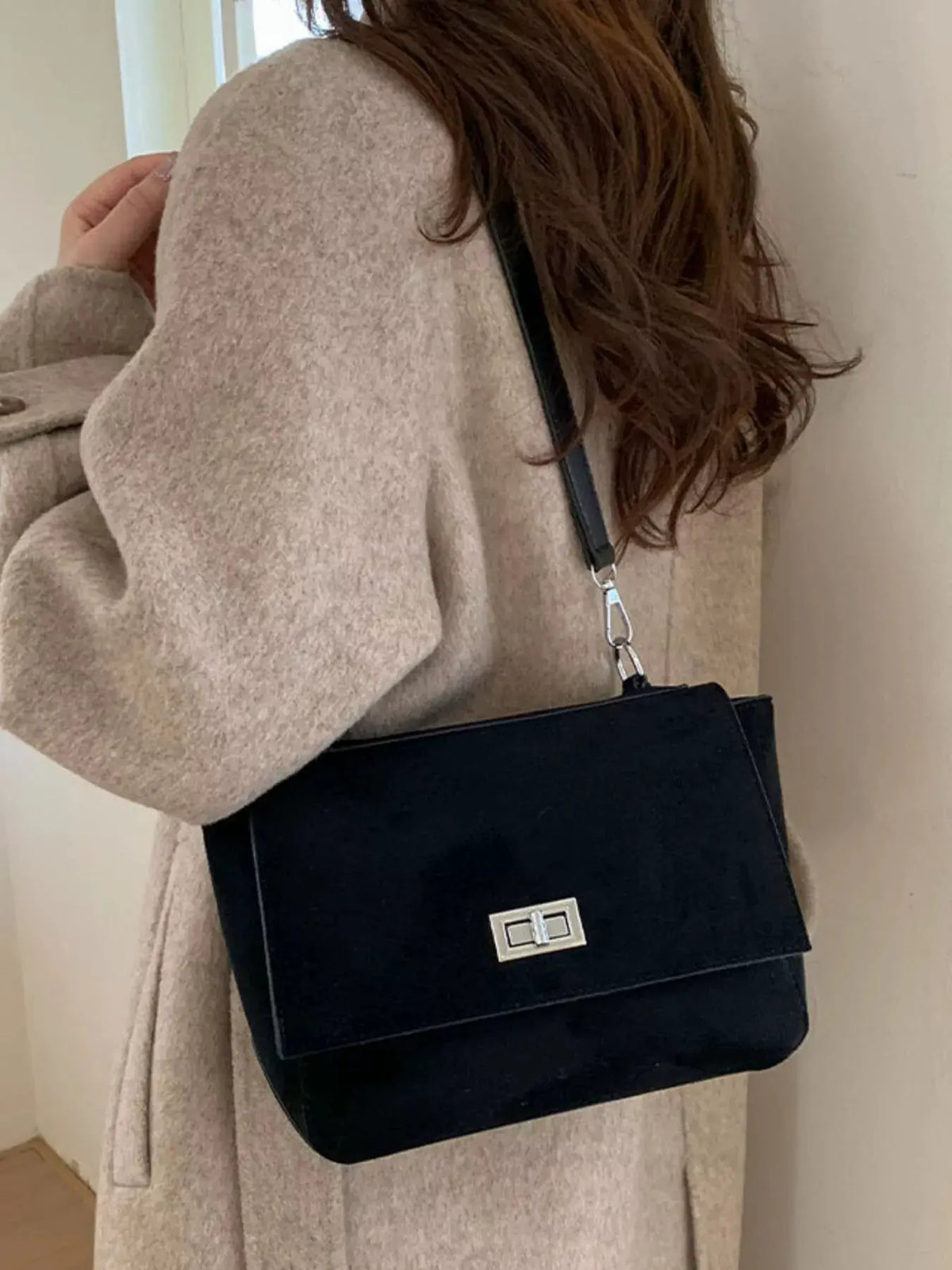 Suede Flap Crossbody Bag by Partner Label