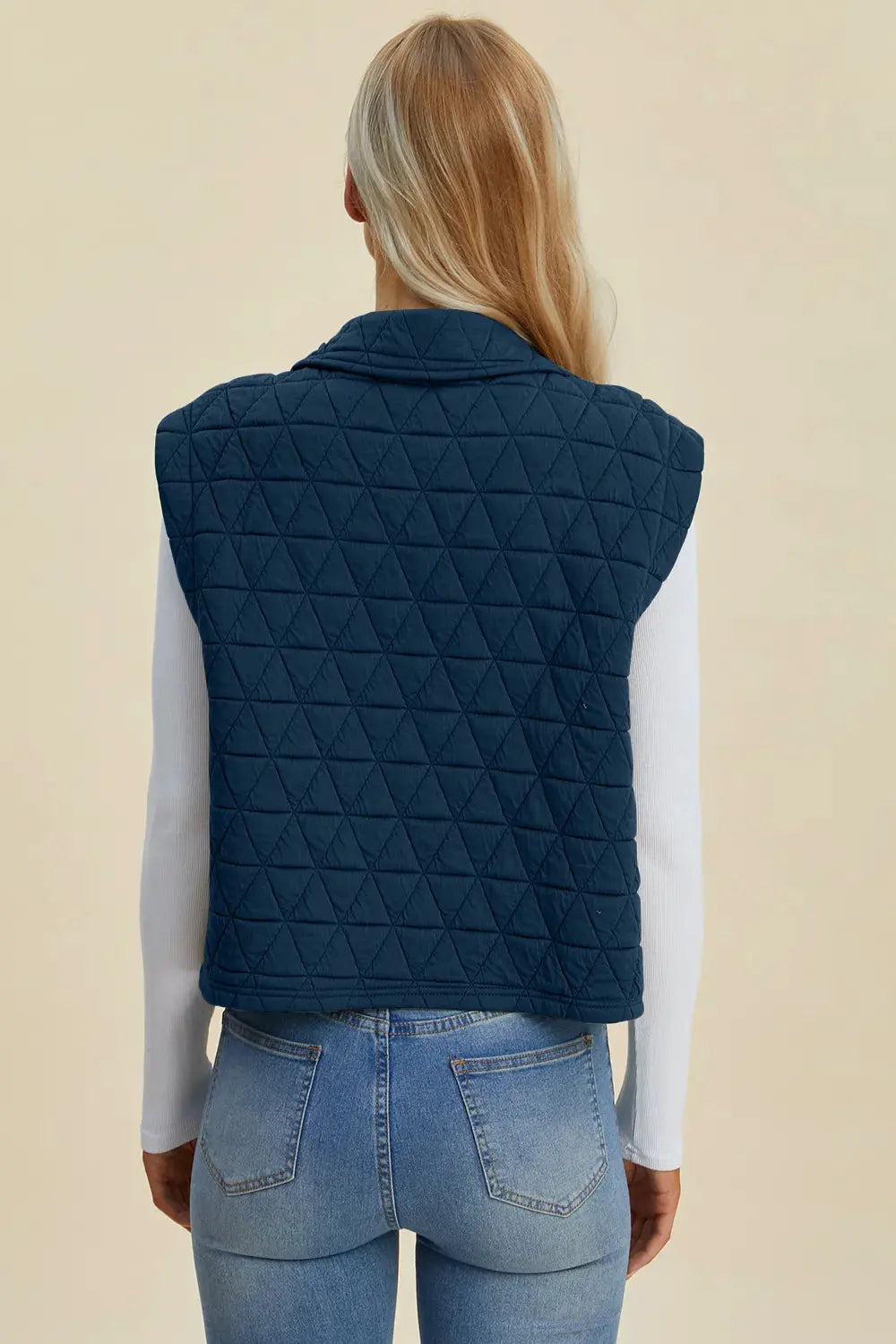 Double Take Full Size Pocketed Texture Snap Down Vest Coat by Double Take