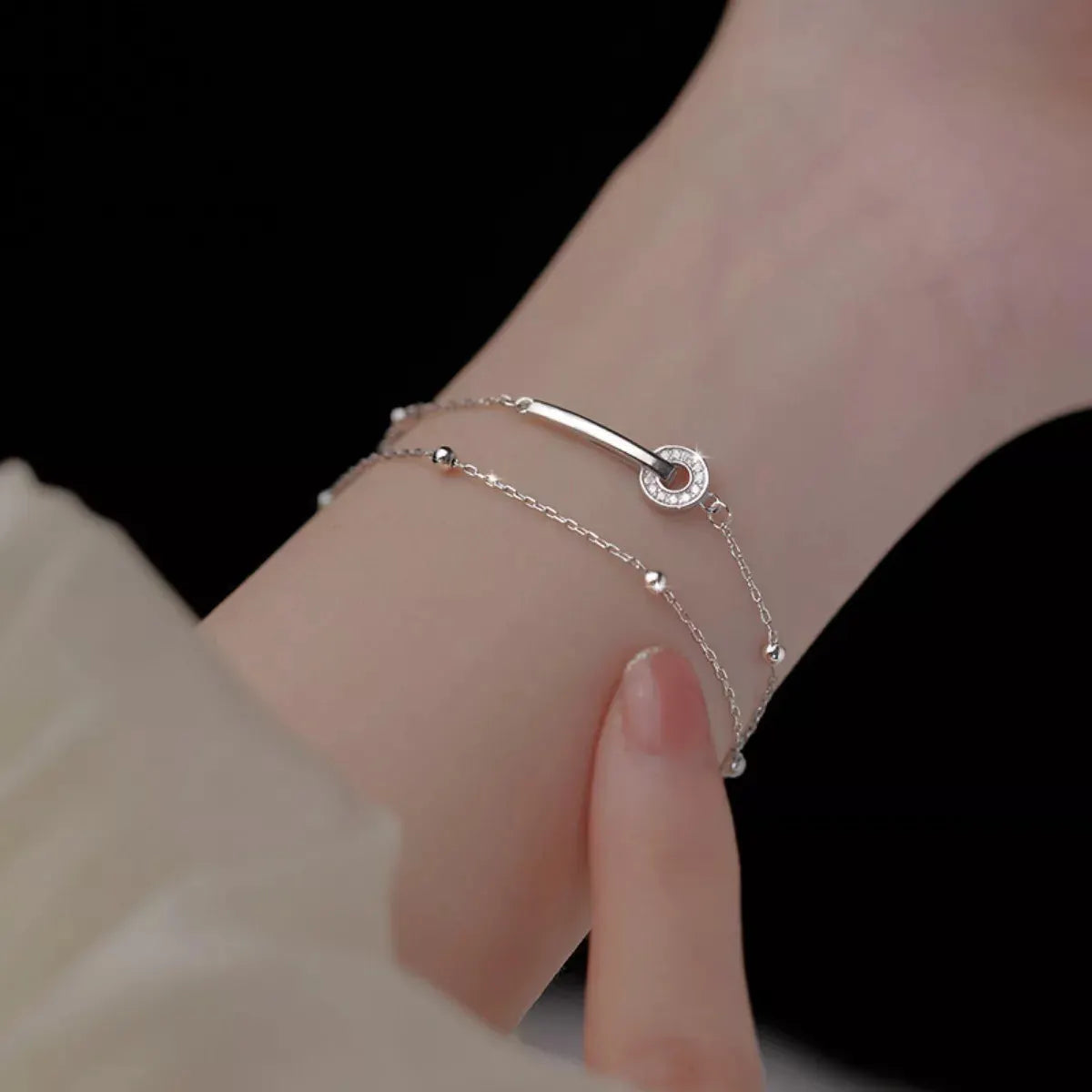 925 Sterling Silver Double Layered Bracelet by Partner Label