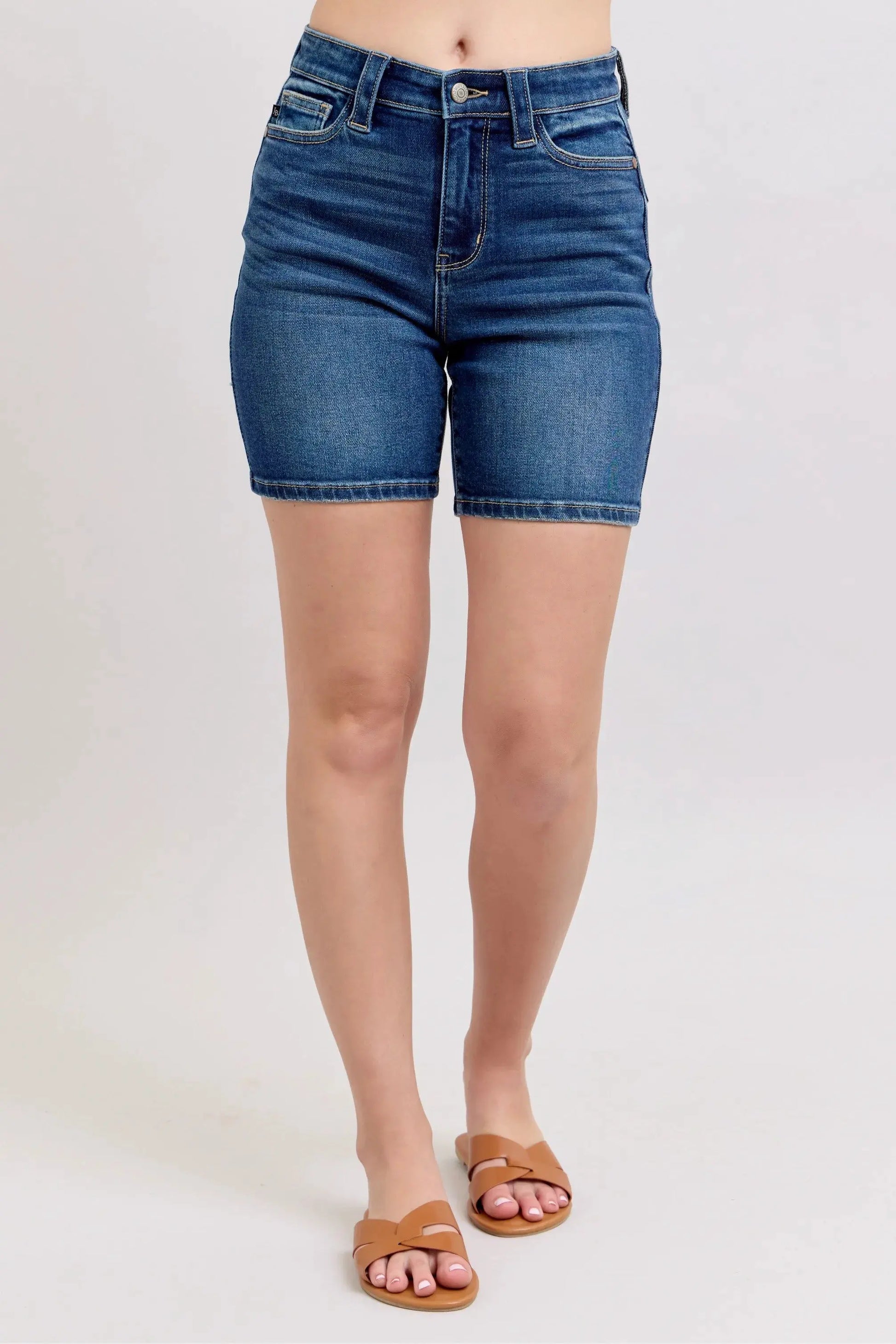 Judy Blue Full Size High Waist Bermudas Jeans W/ Back Flap Pockets Plus Size by Judy Blue