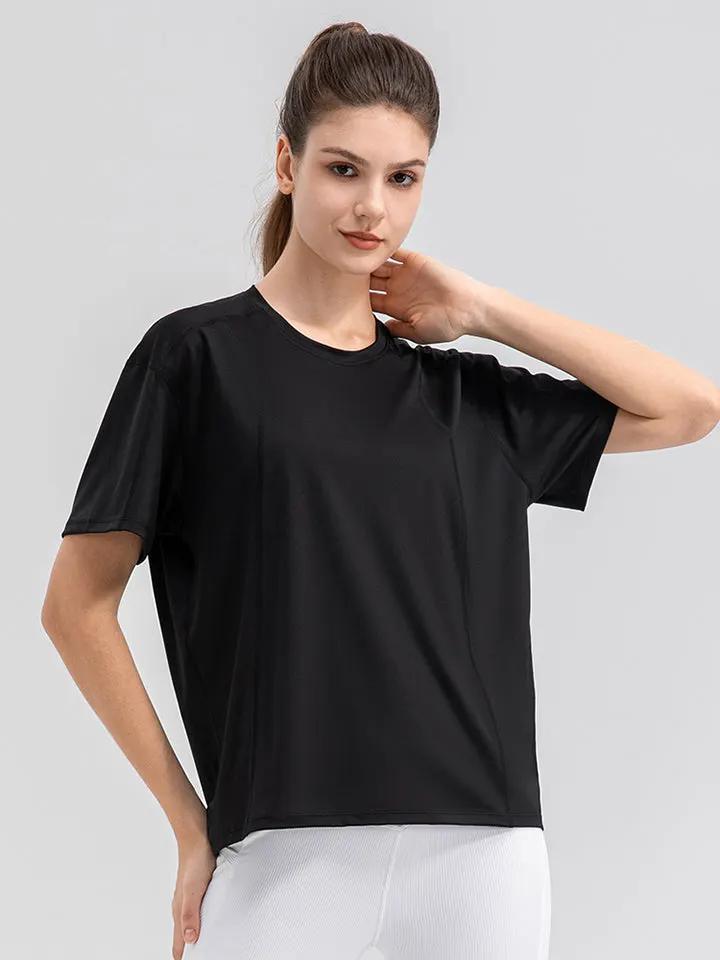 Round Neck Short Sleeve Active Top by Partner Label