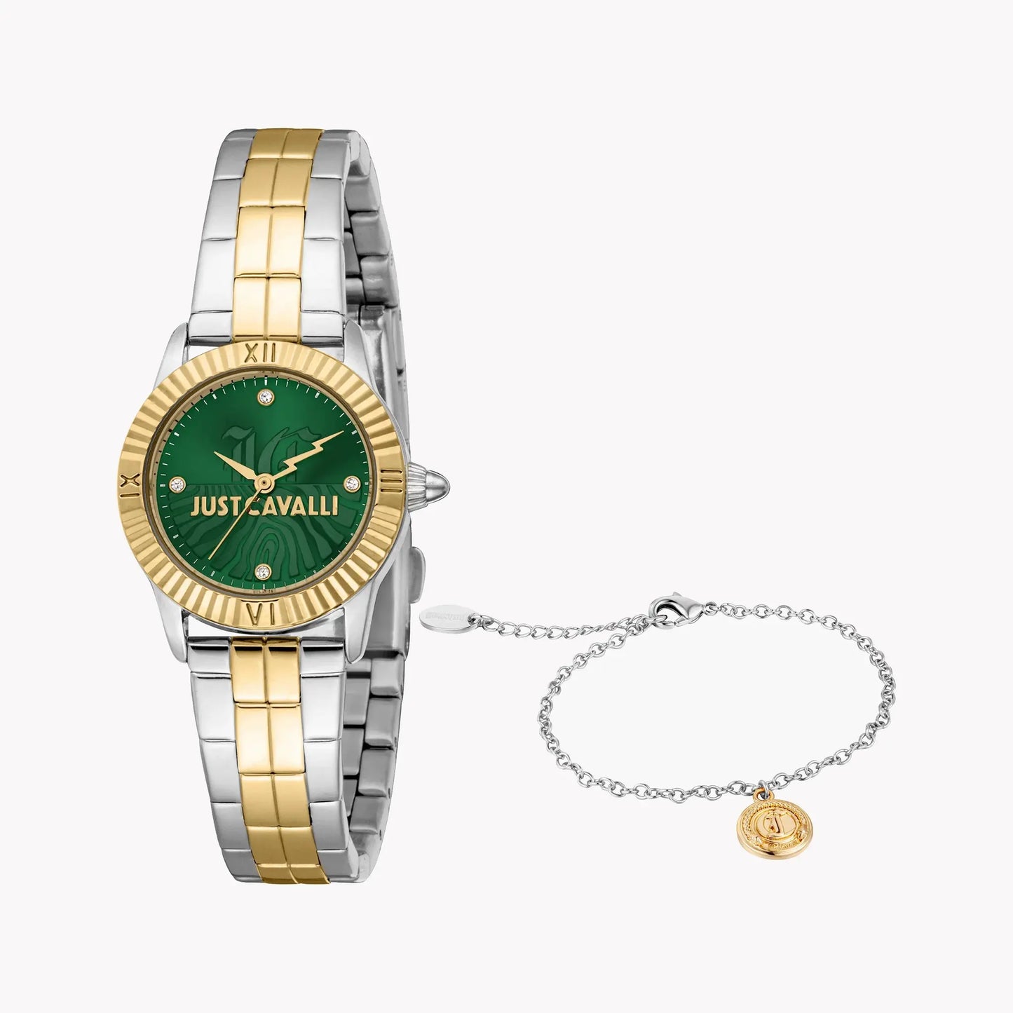 Just Cavalli Women's Two-Tone Watch, Dark Green Dial | Jc1l328m0085 by JUST CAVALLI