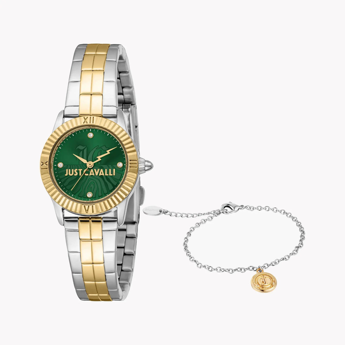 Just Cavalli Women's Two-Tone Watch, Dark Green Dial | Jc1l328m0085 by JUST CAVALLI