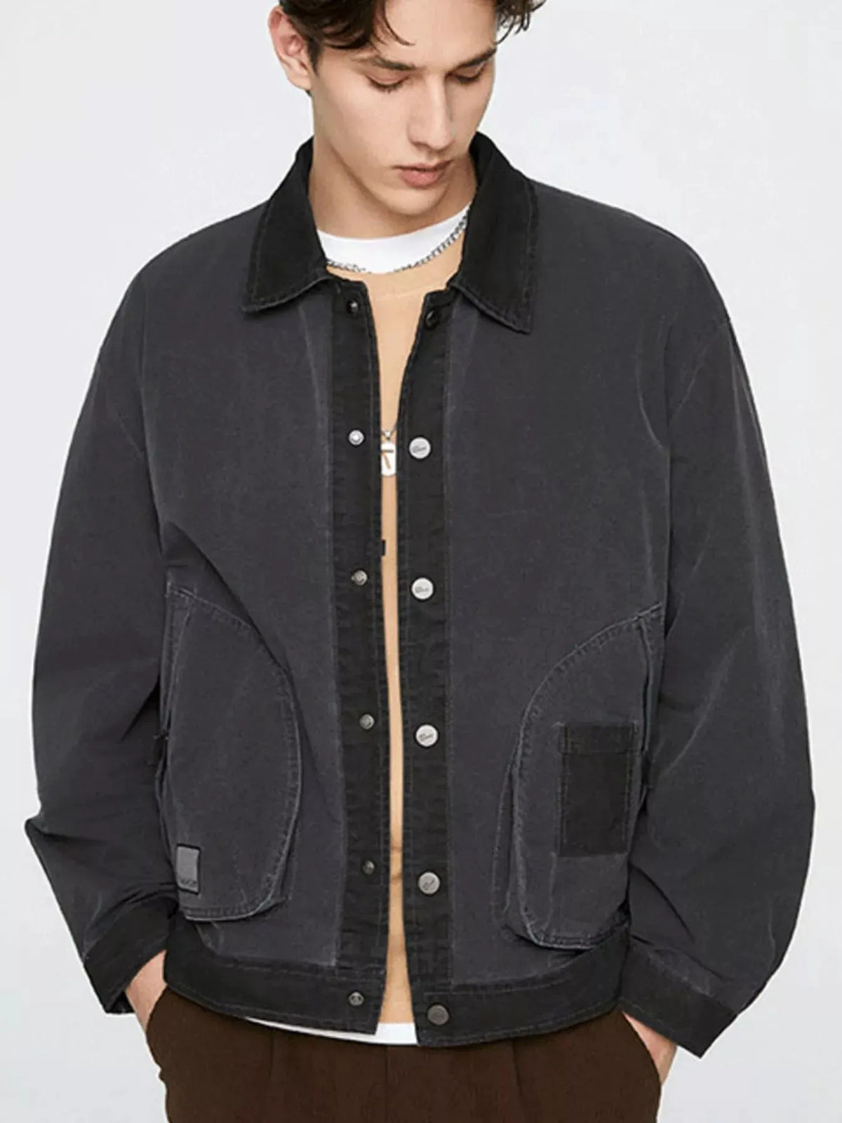 Men's Plus Size Snap Down Long Sleeve Jacket by Partner Label