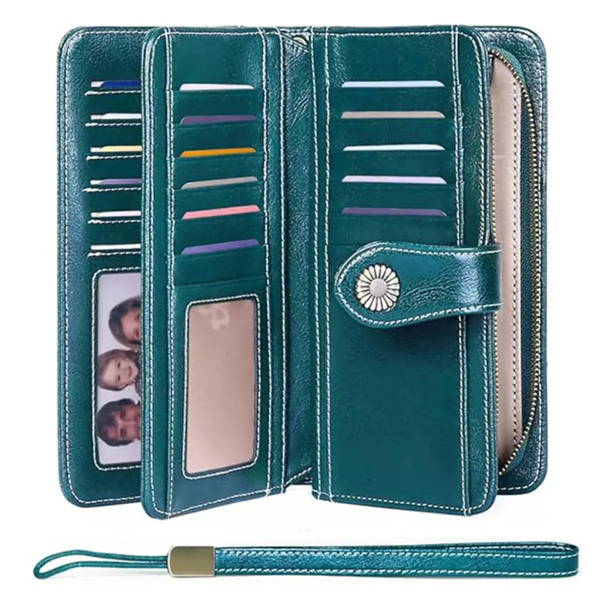 Vintage Style Leather Long Wallet by Partner Label