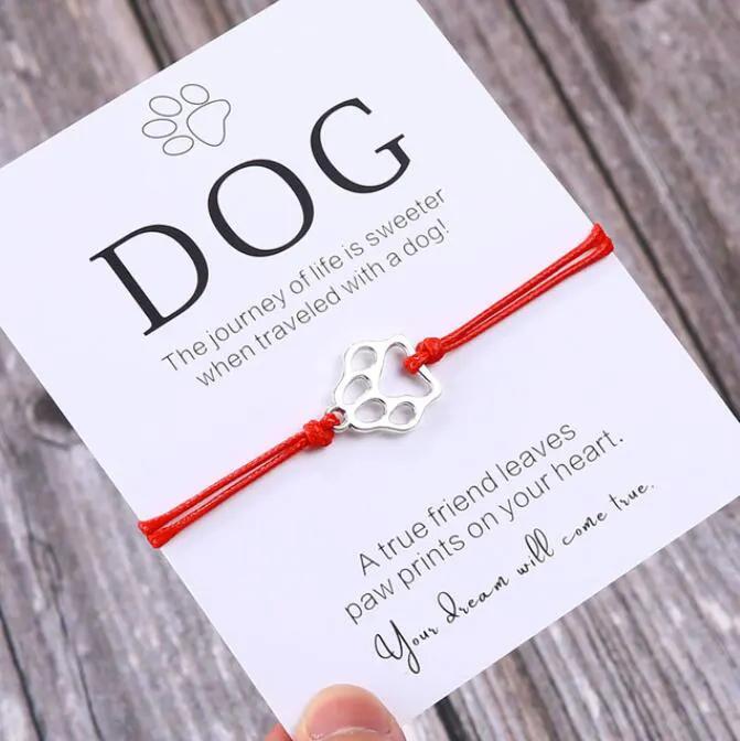 Friendship Bracelet Gift for Him Paw Print Bracelet Dog Lover Gift Dog Lover Jewelry Wish Bracelet Gift for Pet Dog Parents by Maiden-Art