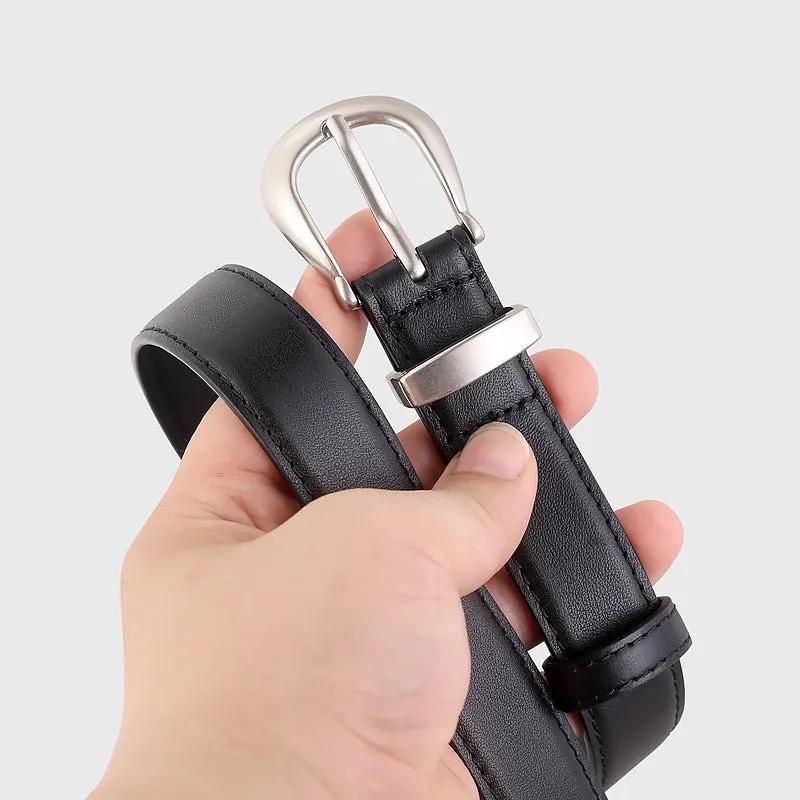 Classic Leather Belt with Silver Buckle by Trendsi