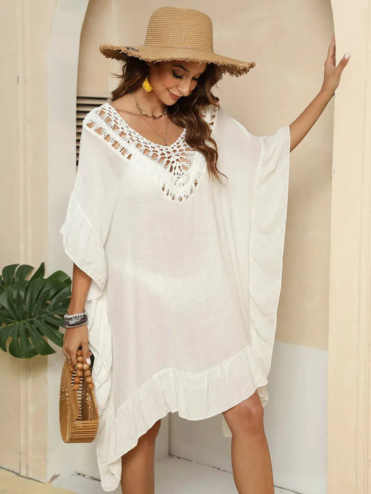 Cutout Ruffled Half Sleeve Cover-Up by Partner Labels