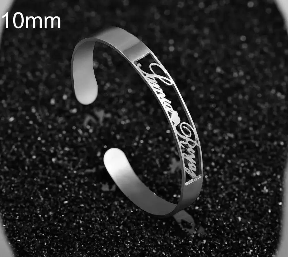Customized Name Bracelet Personalized Custom Bangles Stainless Steel Jewelry by Maiden-Art