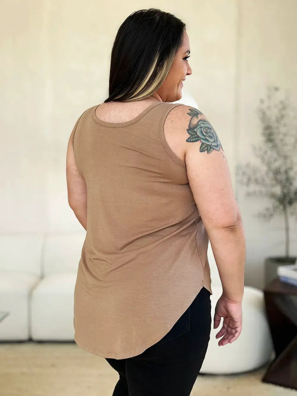 Basic Bae Full Size Round Neck Curved Hem Tank by Basic Bae