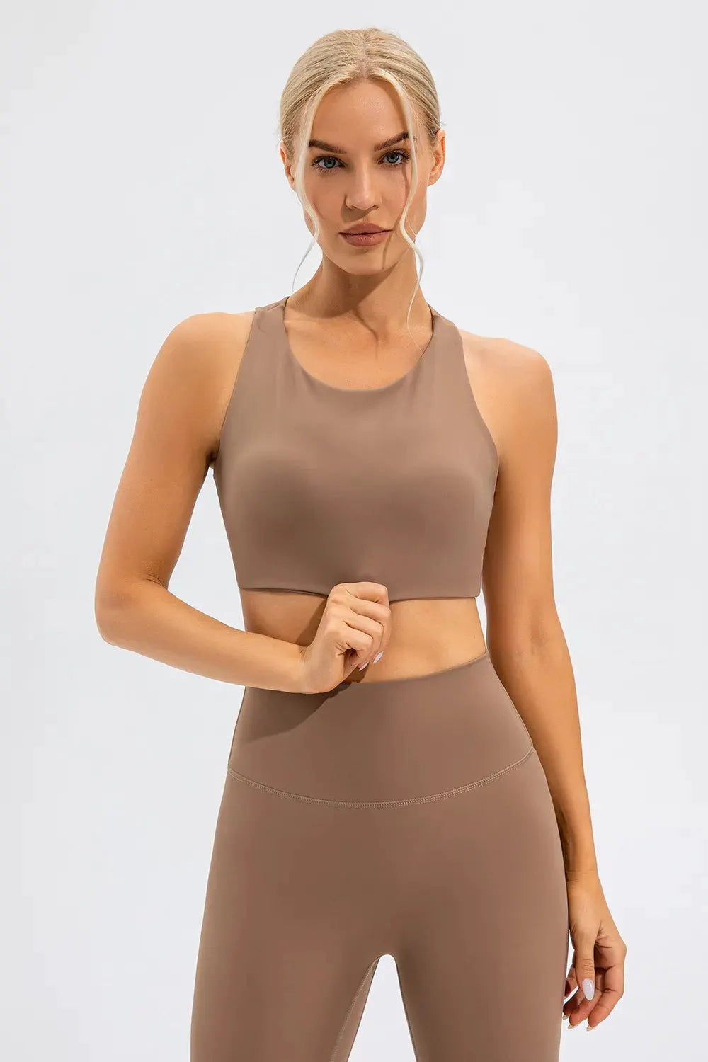 Round Neck Cutout Cropped Active Tank by Partner Label