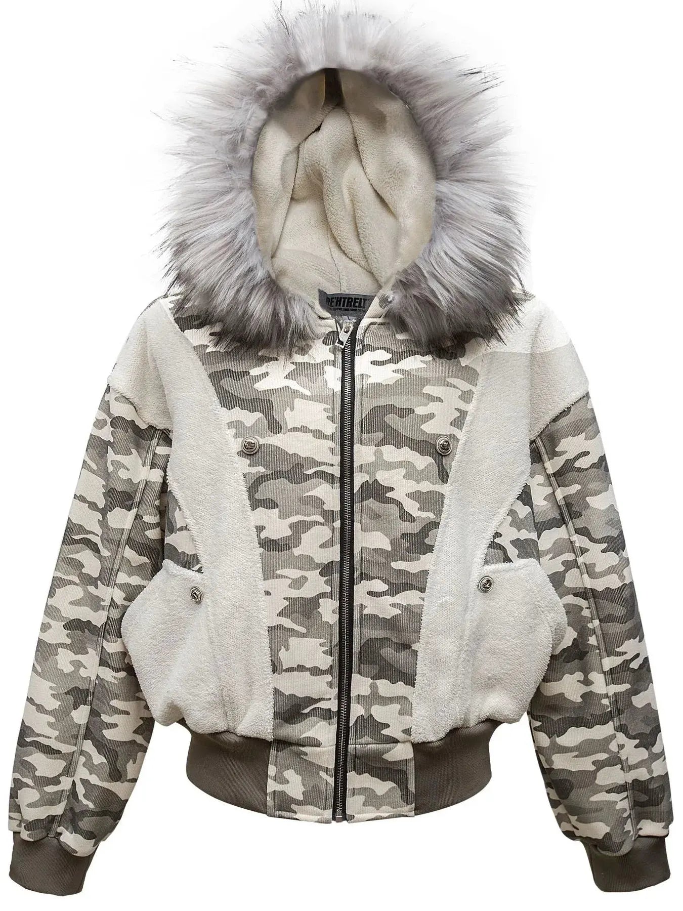Men's Camouflage Faux Fur Hood Jacket by Partner Label