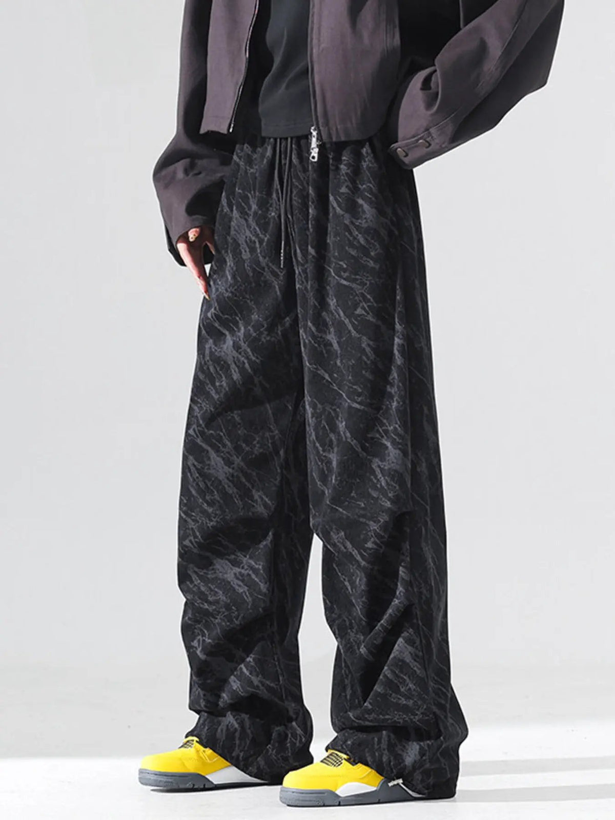 Men's Plus Size Vintage Wash Wide Leg Pants by Partner Label