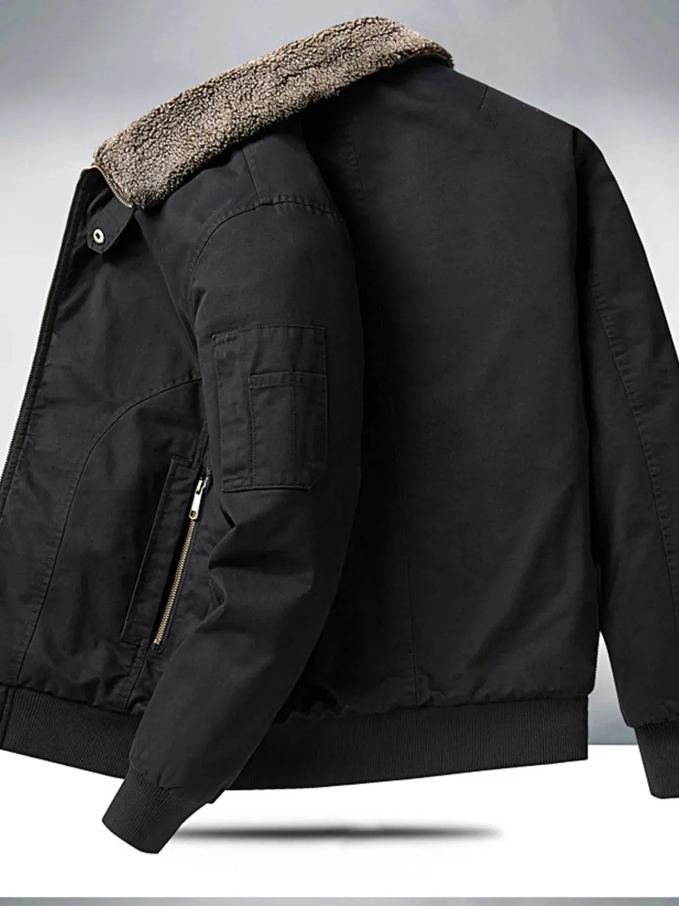 Men's Plus Size Sherpa Lined Zip Up Jacket by Partner Label