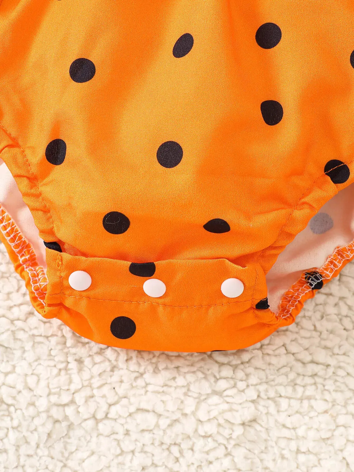 Children's Halloween Pumpkin Polka Dot Bodysuit and Headband Set by Trendsi