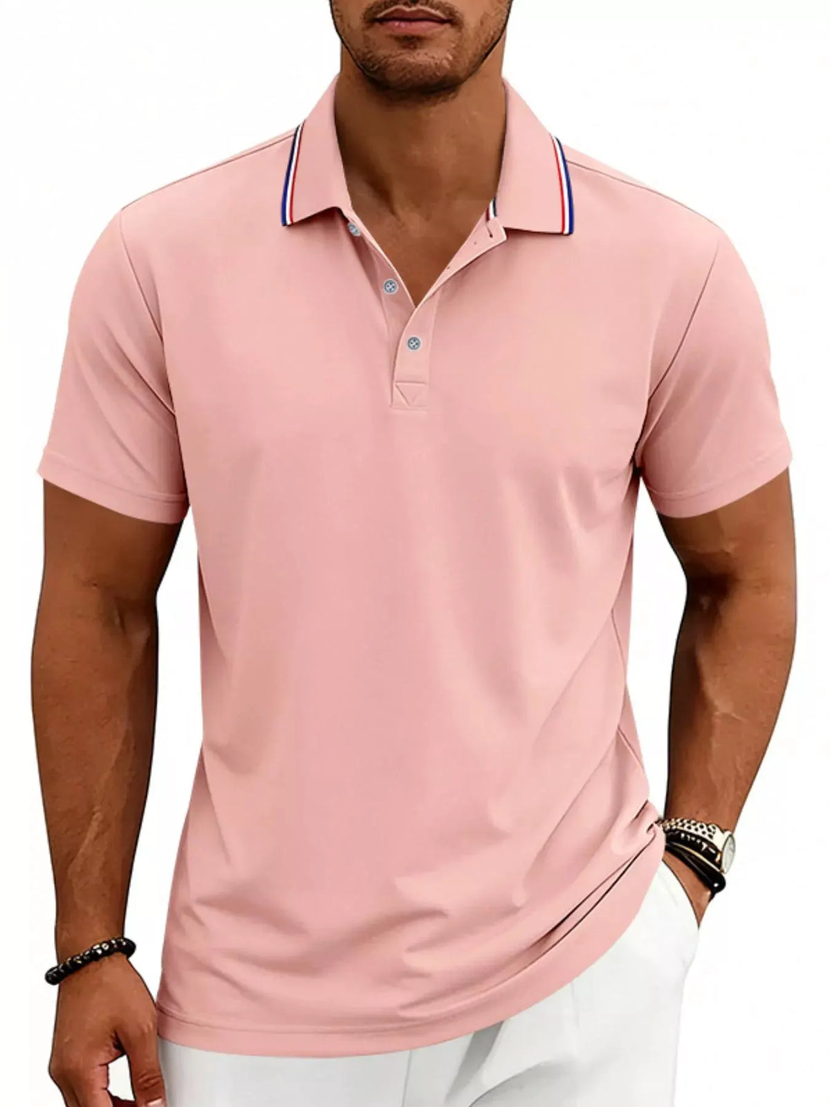 Men's Full Size Casual Button Detail Polo Plus Size by Trendsi